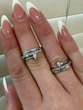 Silver Cz Nail Ring
