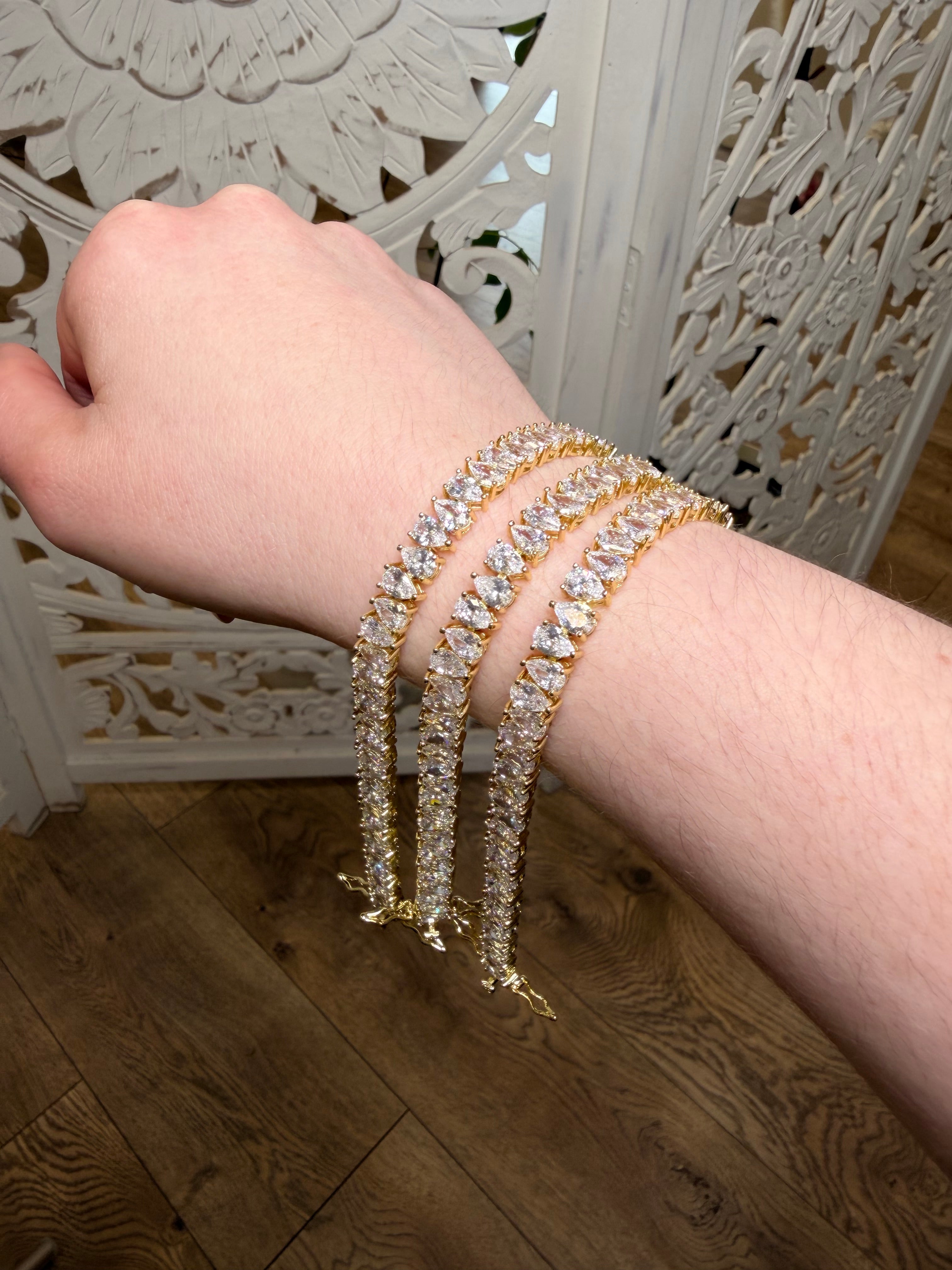 Pear Shape Cz Tennis Bracelet