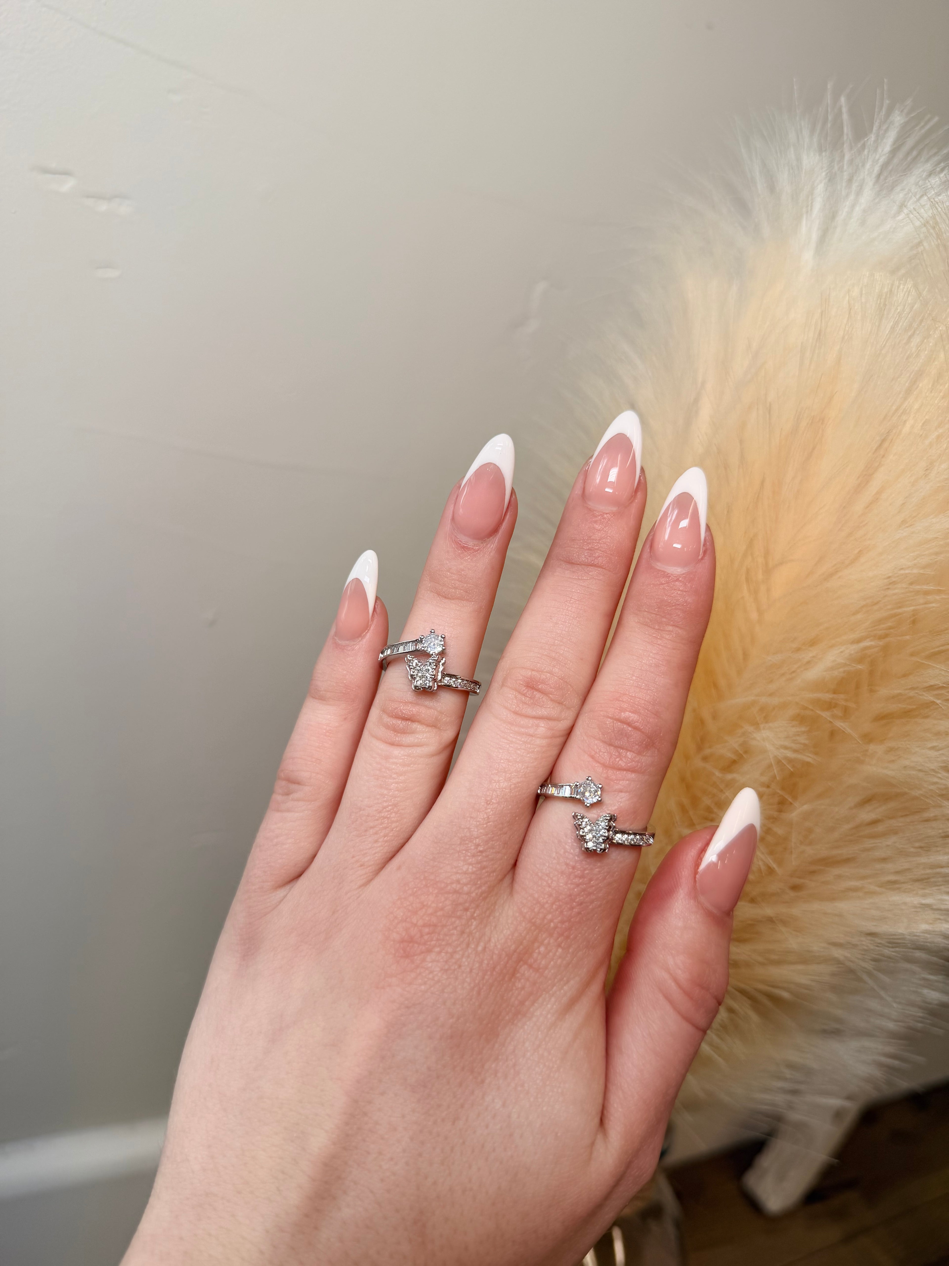 Silver Glow Butterfly Ring