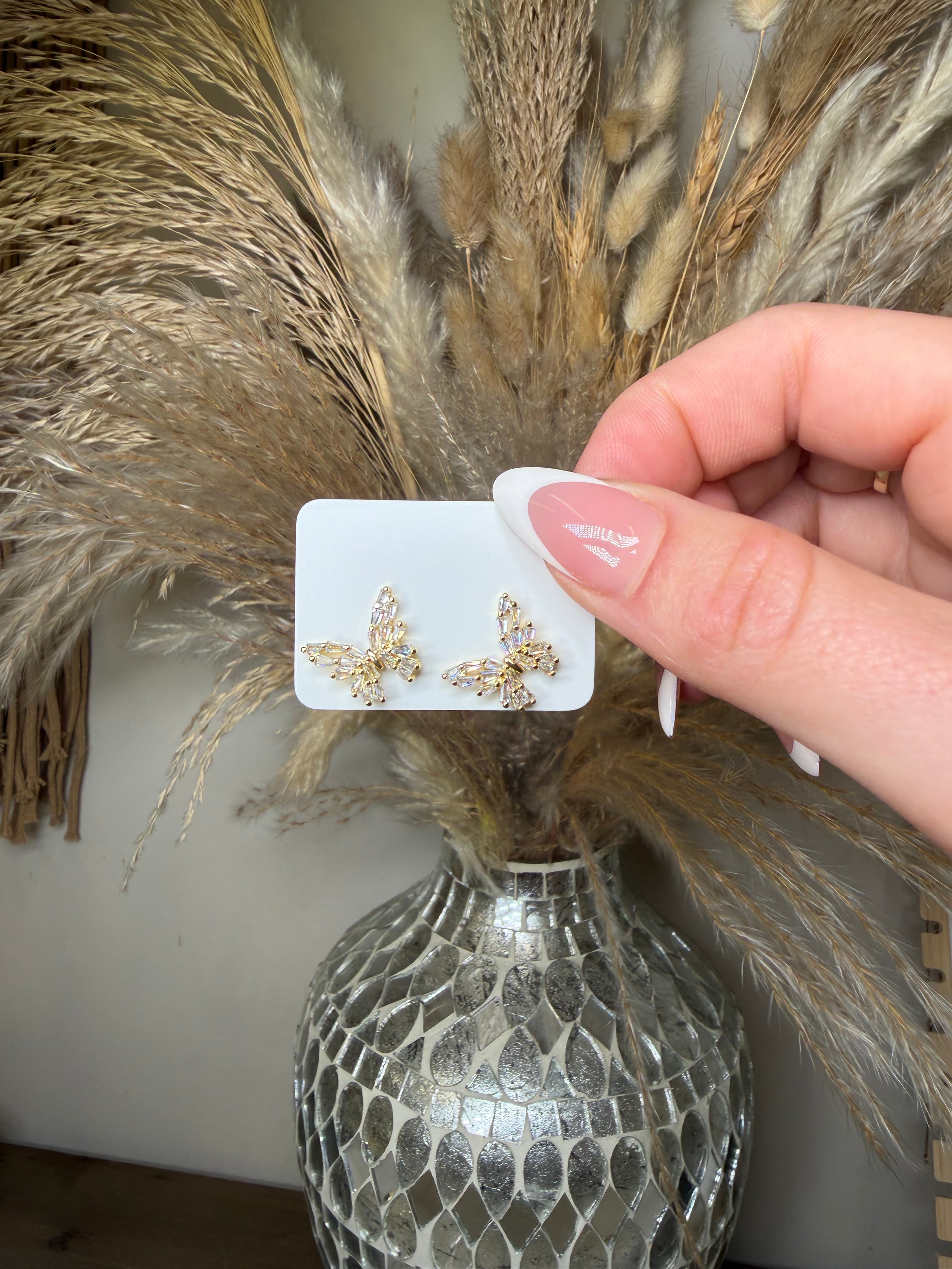 Iced Butterfly Stud Earrings